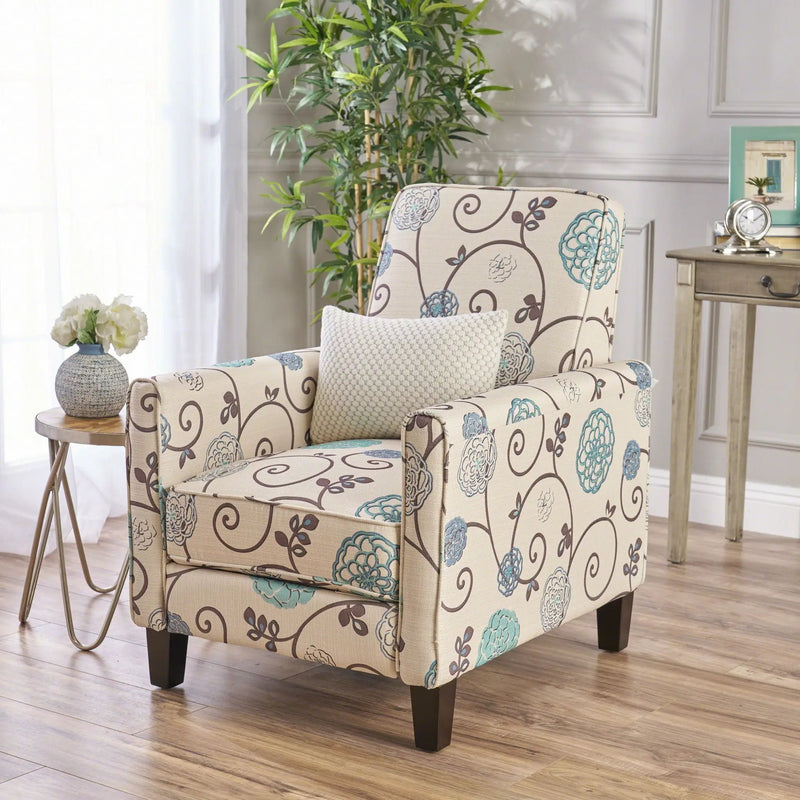 Push Back Upholstered Recliner Armchair by Unique Piece Furniture