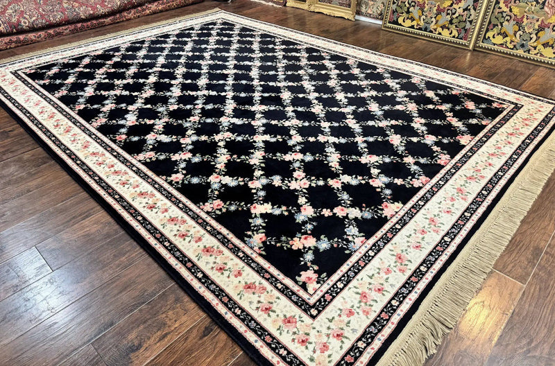 Karastan Rug 8.8 x 12, Garden of Eden #509/1270, Ebony Trellis, Vintage Discontinued Wool Pile Karastan Carpet by Jewel Rugs