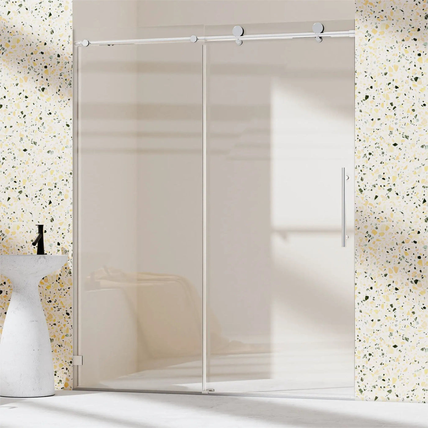 Frameless, Single Sliding Soft Close Shower Doors, 5/16" Sgcc Tempered Glass by HouseOfZazla