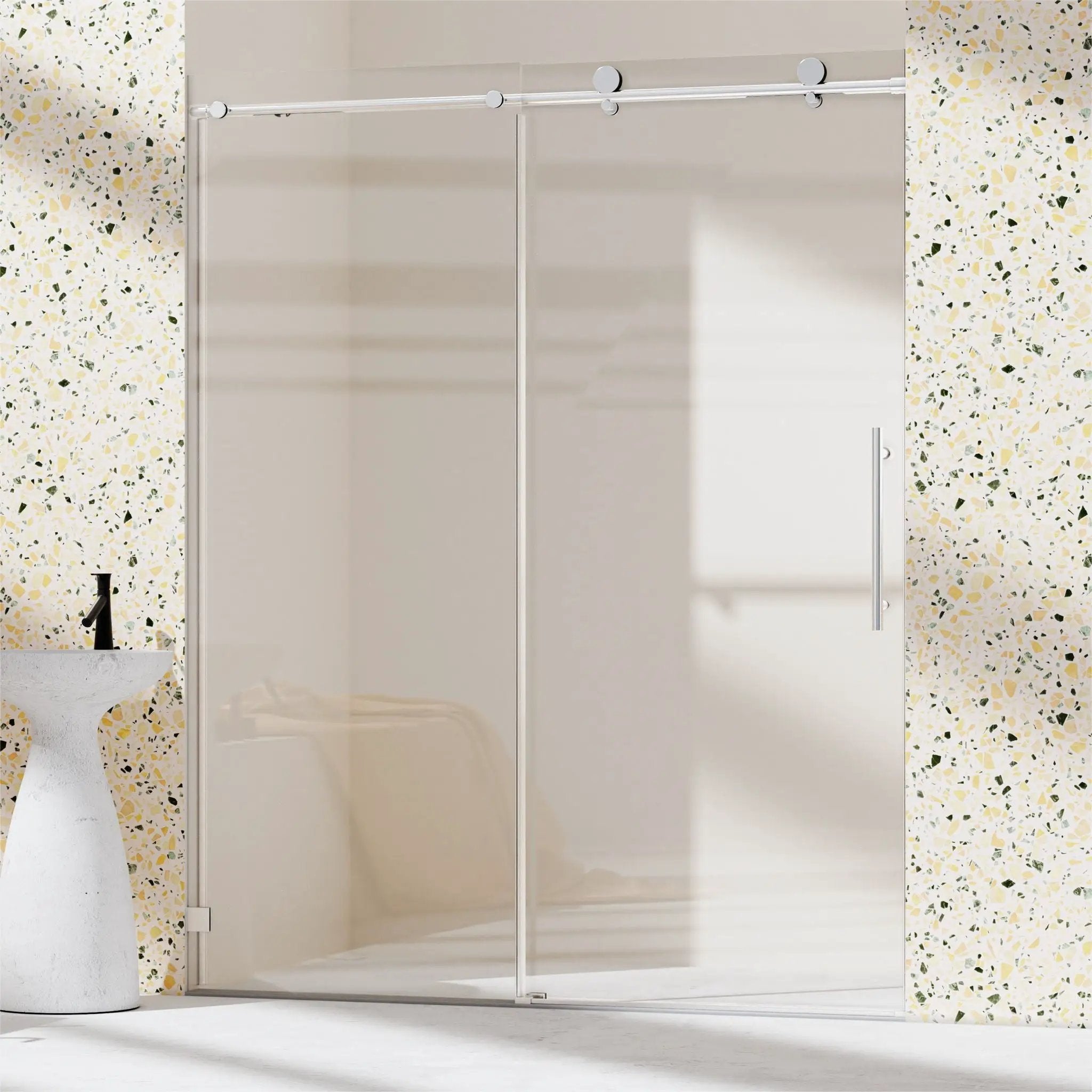 Frameless, Single Sliding Soft Close Shower Doors, 5/16" Sgcc Tempered Glass by HouseOfZazla