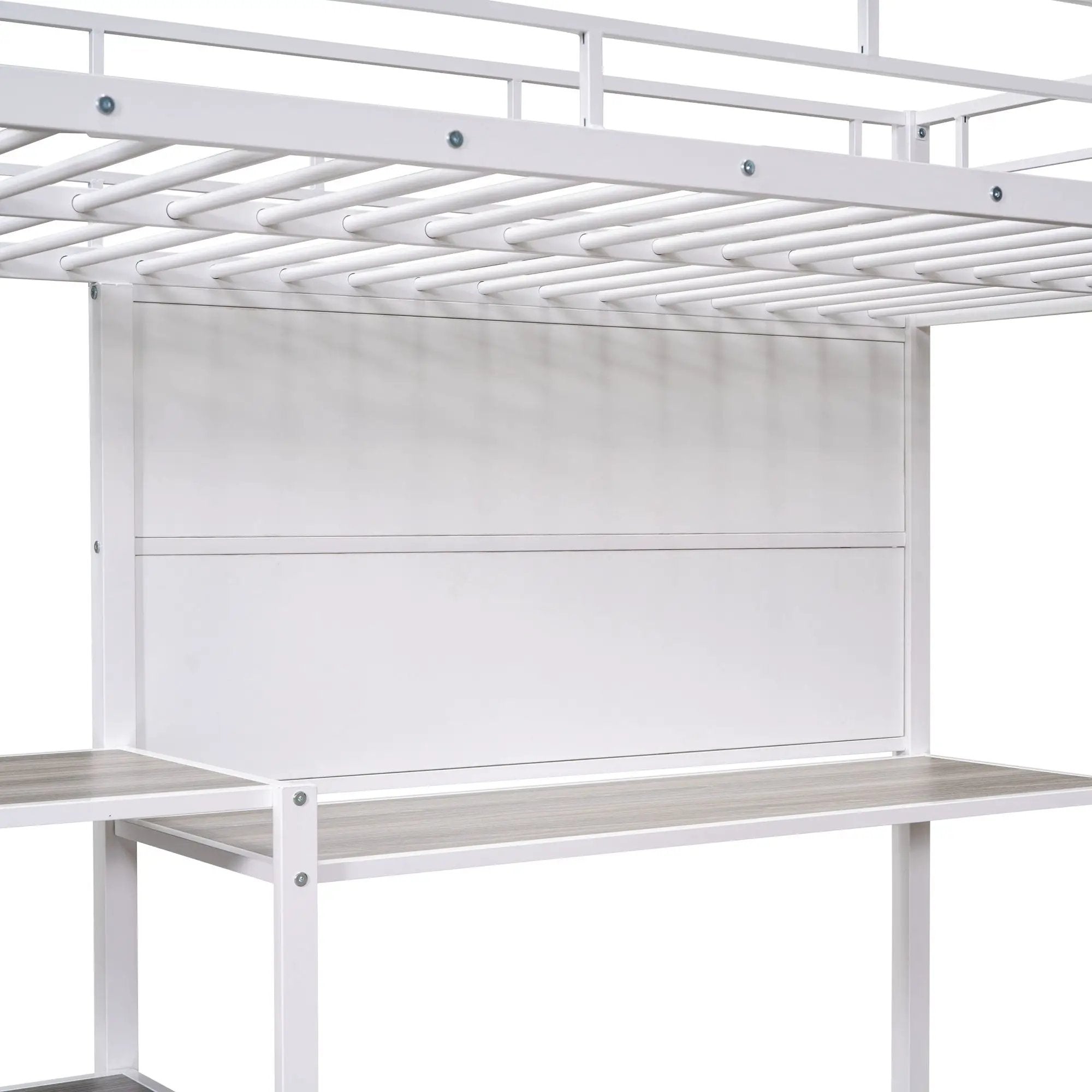 Metal Loft Bed With Desk, 3 Shelves And Ladder by HouseOfZazla