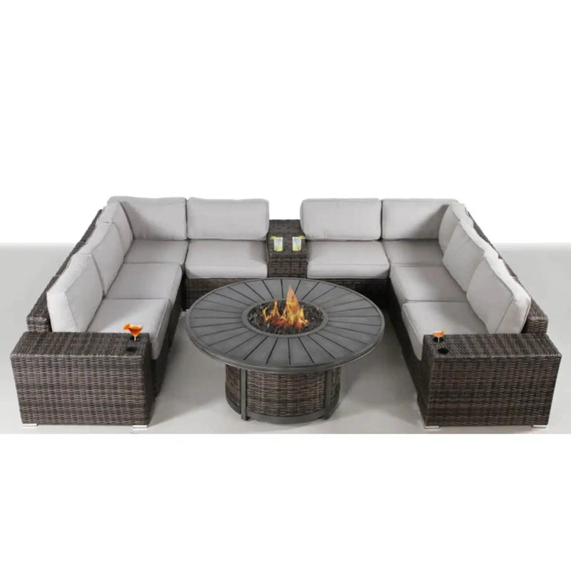 Patio Seating Group With Cushions And Fire Pit - Espresso by Unique Piece Furniture