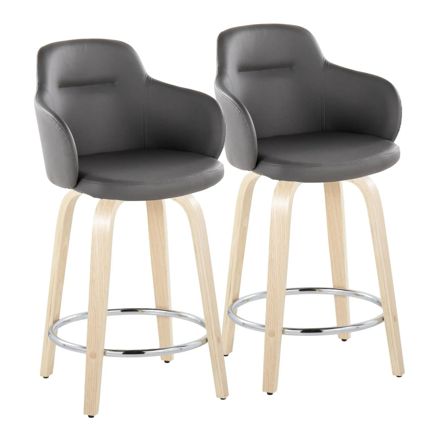 Boyne - Contemporary Fixed Height Counter Stool & Swivel With Round Footrest (Set of 2) by HouseOfZazla