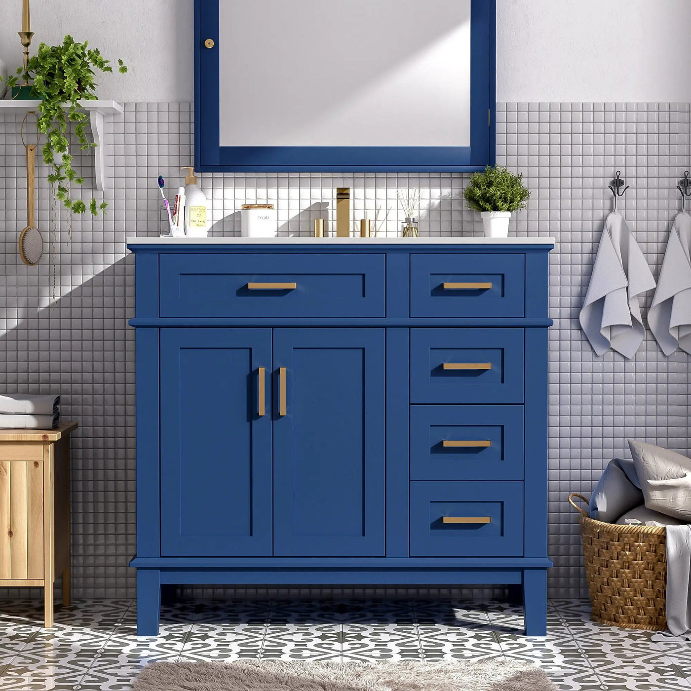 Modern Bathroom Vanity With Ceramic Sink, Soft Close Storage Cabinet by Unique Piece Furniture