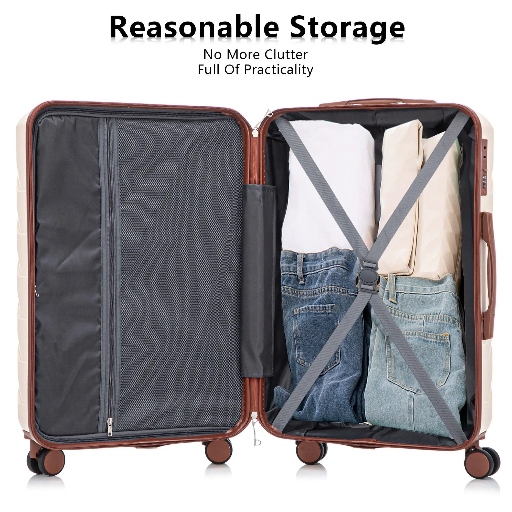 3 Pieces Set 20" / 24" / 28" Spinner Wheel Luggage With Combination Lock by HouseOfZazla