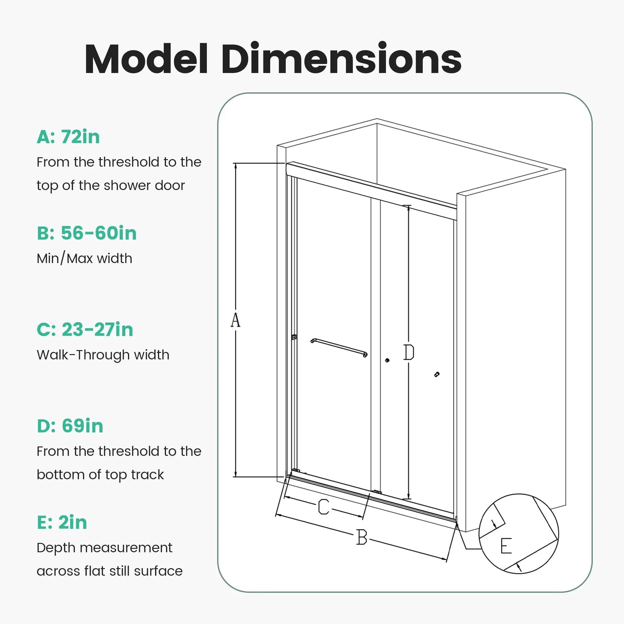 Semi-Frameless Double Sliding Shower Door, Bypass Shower Door, 1 / 4" (6Mm) Thick SGCC Tempered Glass Door by HouseOfZazla