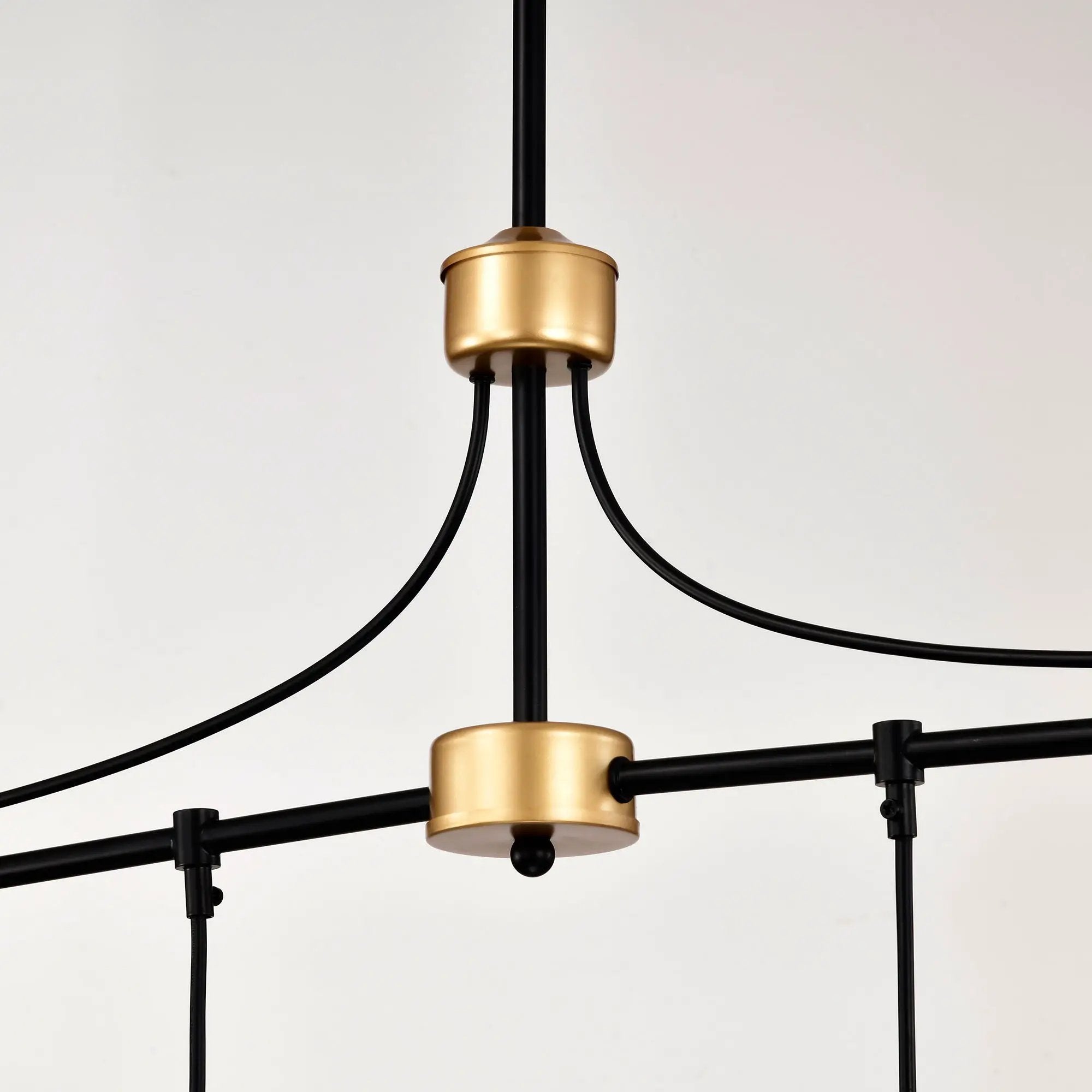 Dining Room Light Fixture / Chandelier Table, 40 -" Hanging For Farmhouse Linear Chandeliers, 5 Light Kitchen Island Lighting Ceiling Chandelier, With Metal Lampshade - Gold / Matte Black by HouseOfZazla