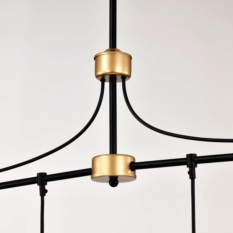 Dining Room Light Fixture / Chandelier Table, 40 -" Hanging For Farmhouse Linear Chandeliers, 5 Light Kitchen Island Lighting Ceiling Chandelier, With Metal Lampshade - Gold / Matte Black by HouseOfZazla