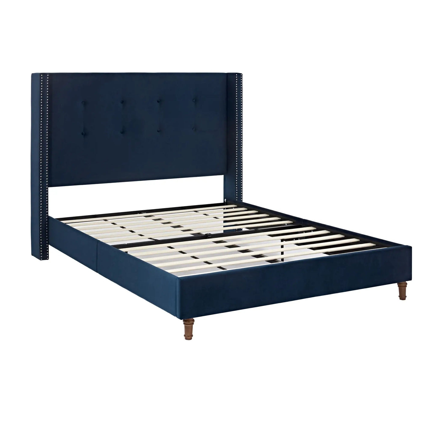 Peyton - Upholstered Bed With 54" High Headboard, Traditional Hand Buttoned Tufting by HouseOfZazla