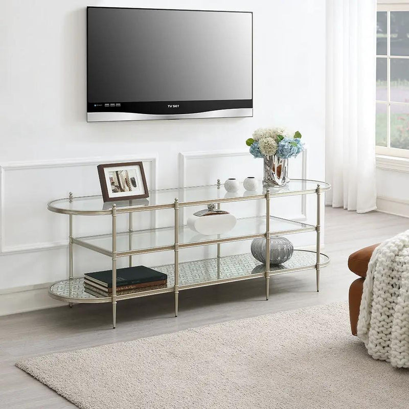 Zaba - TV Stand - Glass Top & Champagne by Unique Piece Furniture