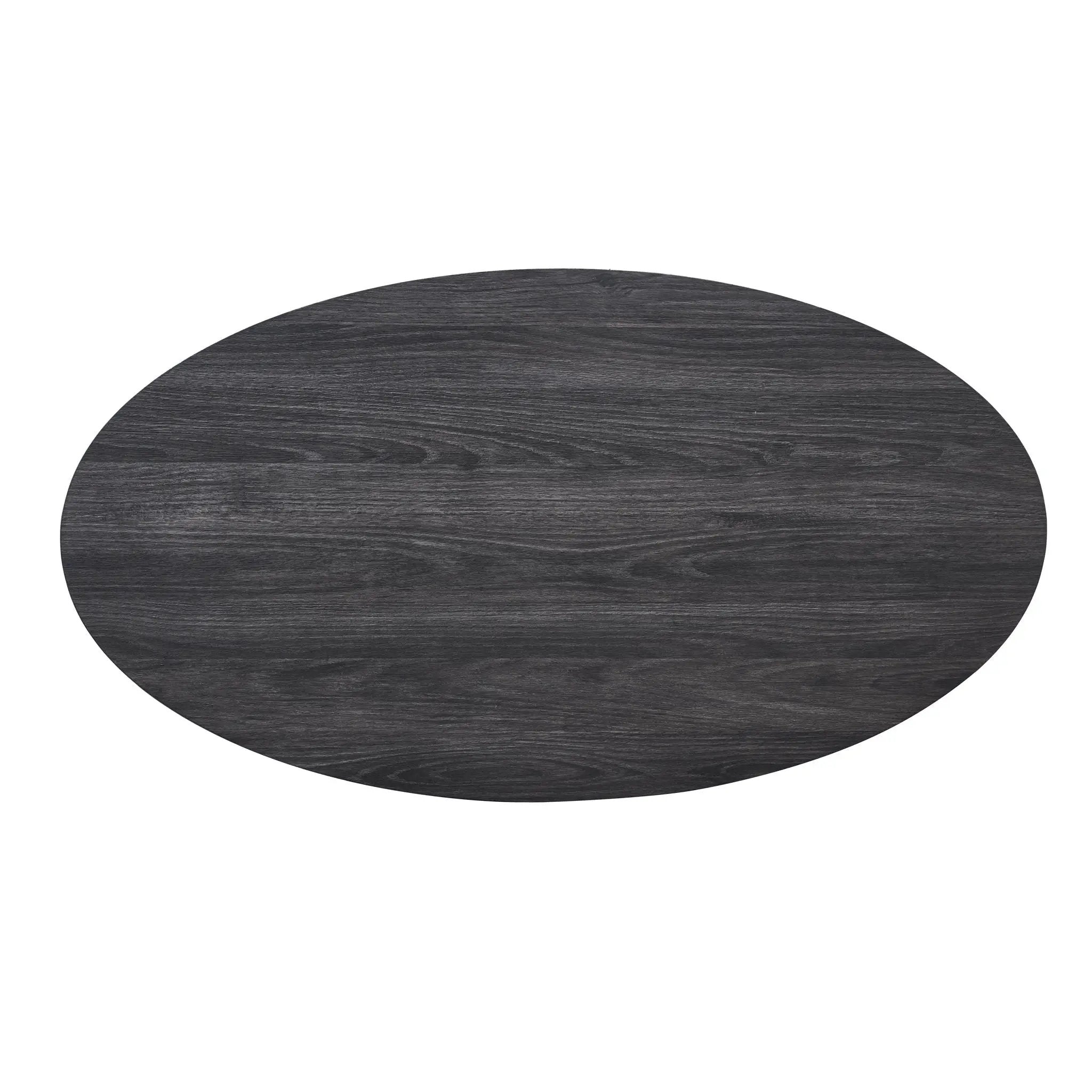 Anze - 3 Piece Coffee Table Set Contemporary Oval Wood Shelf - Charcoal by HouseOfZazla