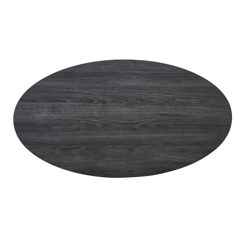 Anze - 3 Piece Coffee Table Set Contemporary Oval Wood Shelf - Charcoal by HouseOfZazla