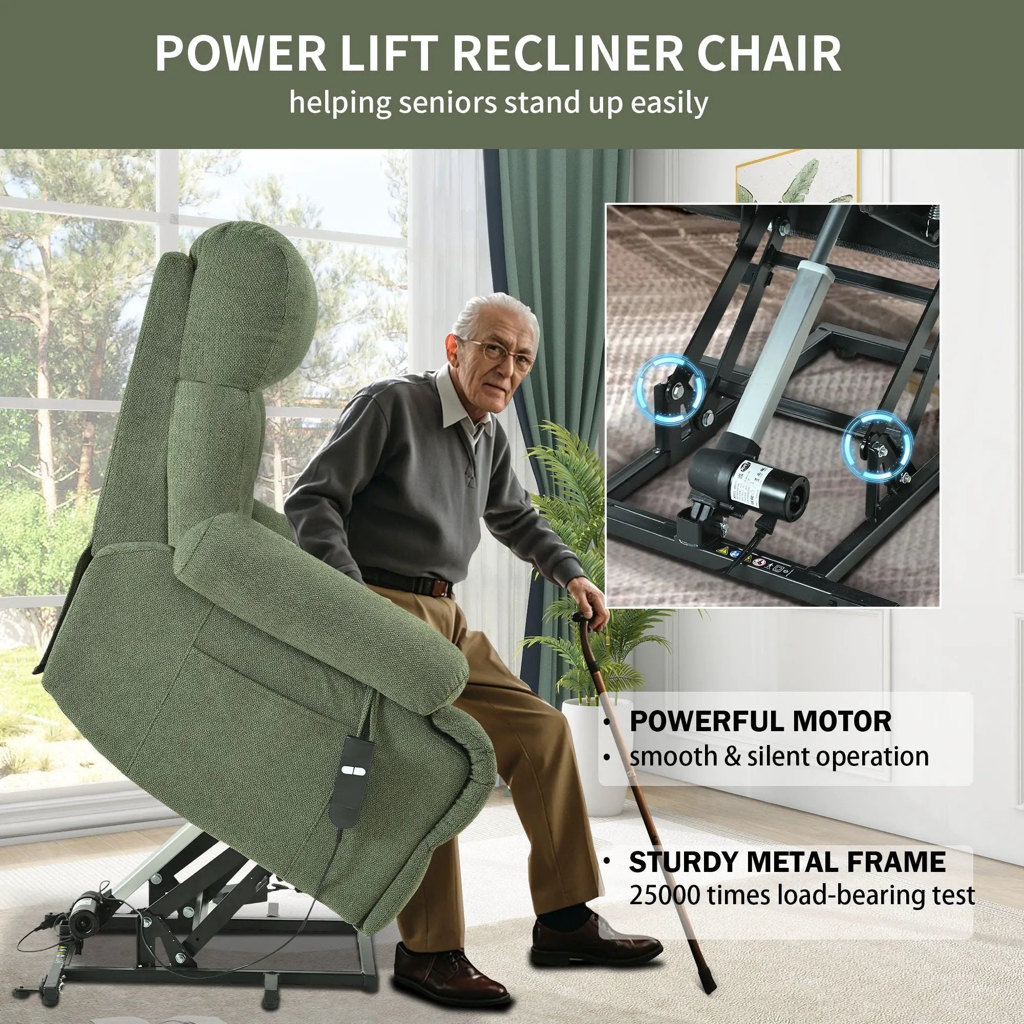 Oversized Power Lift Recliner Chai With Remote Control, Side Pocket, Spacious Seat by HouseOfZazla