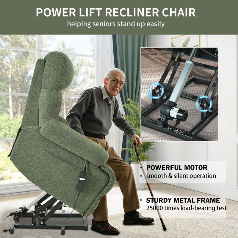Oversized Power Lift Recliner Chai With Remote Control, Side Pocket, Spacious Seat by HouseOfZazla