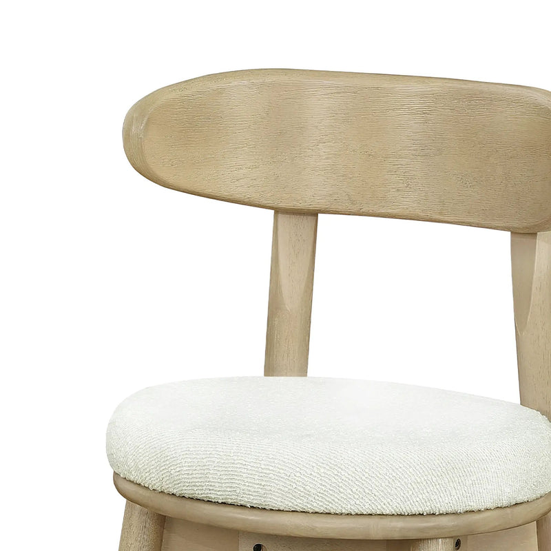 Round Cushion Bar Stools (Natural Ash + Beige) by HouseOfZazla