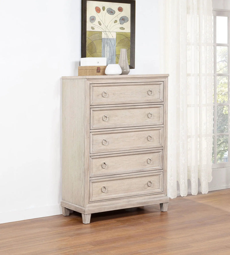 Pembroke 5-drawer Chest of Drawers Washed Oak by Unique Piece Furniture