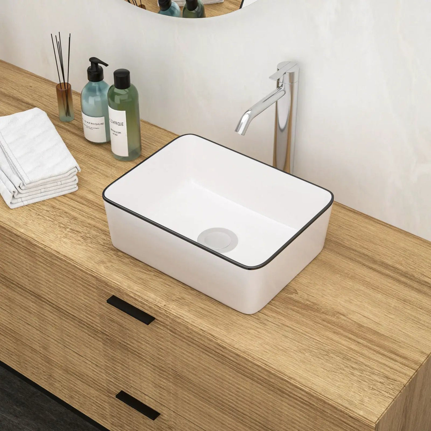 Modern European Style Ceramic Rectangular Vessel Bathroom Sink by HouseOfZazla