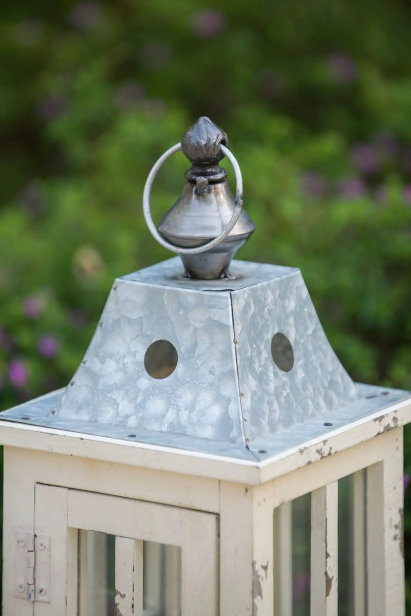 Wooden Candle Lantern Decorative, Hurricane Lantern Holder Decor For Indoor Outdoor, Home Garden - Ivory by HouseOfZazla