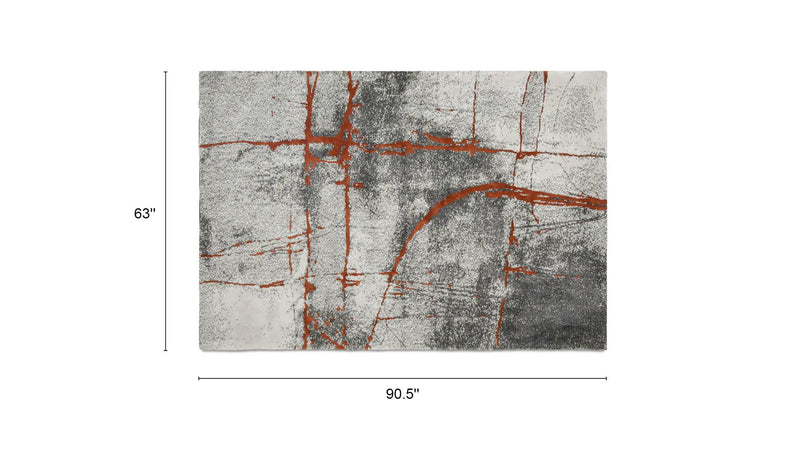 Quarry - 5' X 6.5' Abstract Area Rug - Gray / Orange by HouseOfZazla