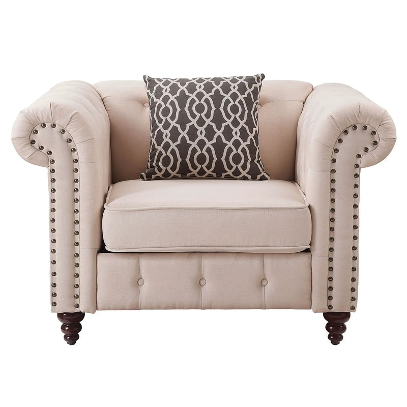 Aurelia - Linen Chair With Pillow - Beige by Unique Piece Furniture