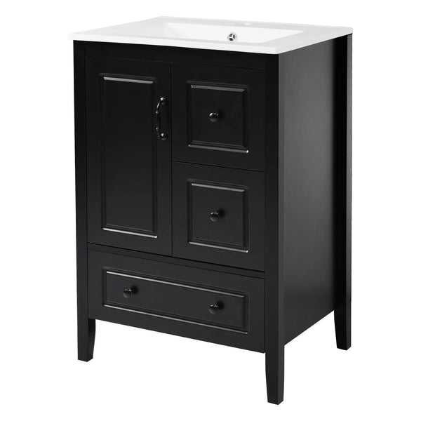 Retro Bathroom Vanity With Sink, Soft Closing Cabinet & Drawers