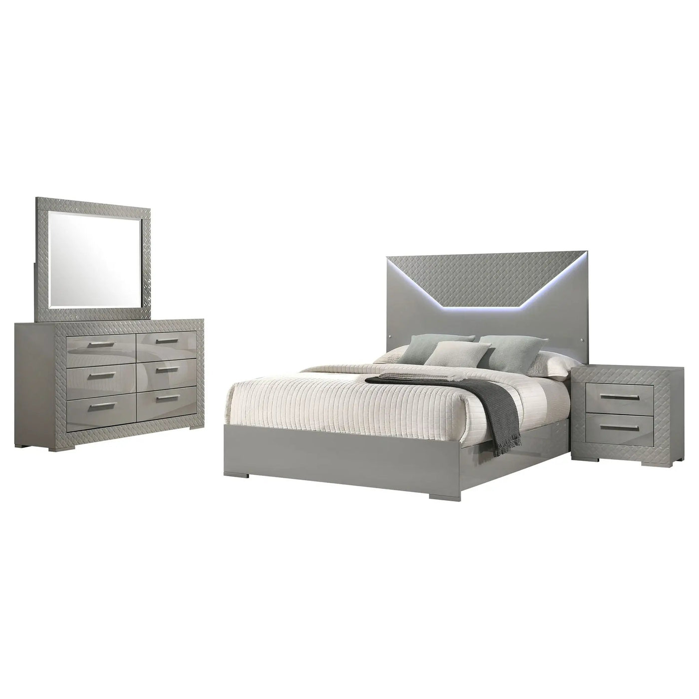 Pierce - 4 Piece Bedroom Set With LED Lighting by HouseOfZazla
