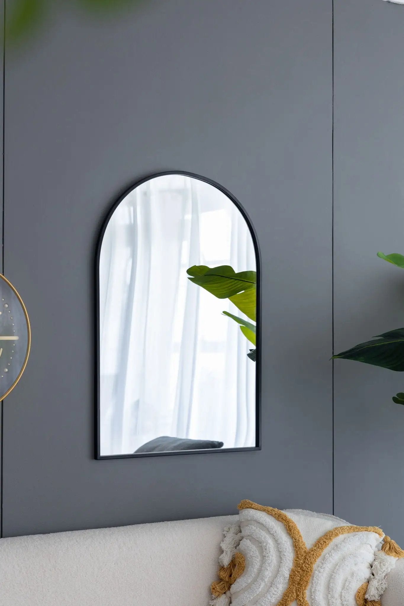 Arched Mirror With Metal Frame, Wall Mirror For Living Room Bedroom Entryway by HouseOfZazla
