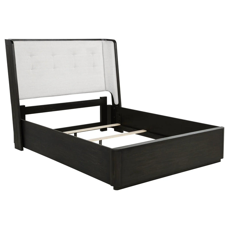 Leandro 55-inch Queen Wingback Bed Burnished Black by Unique Piece Furniture