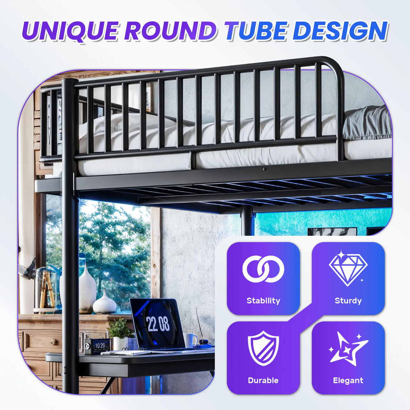 Queen Loft Bed with L-Shaped Desk by HouseOfZazla