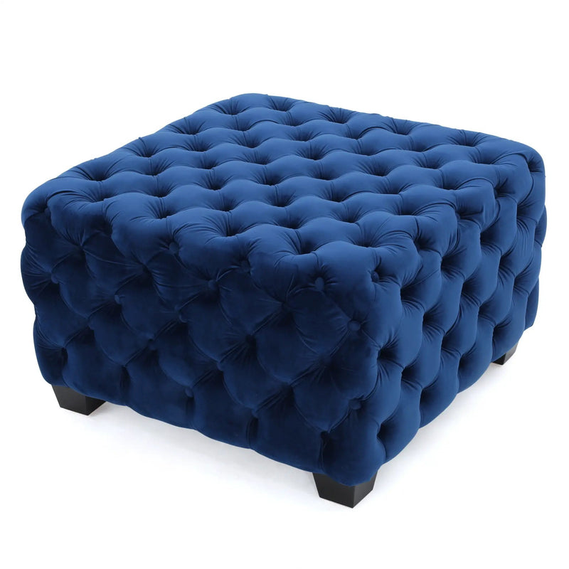 Modern Glam Ottoman with Upholstery and Button Tufted Design by HouseOfZazla