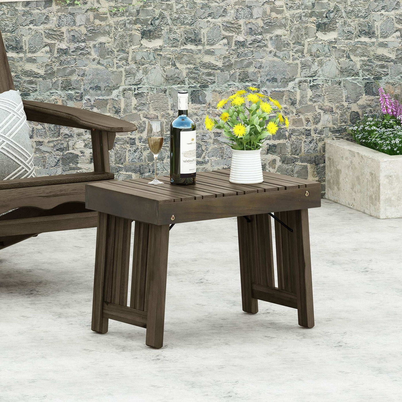 Temptation Outdoor Foldable Side Table With Slat Design by HouseOfZazla