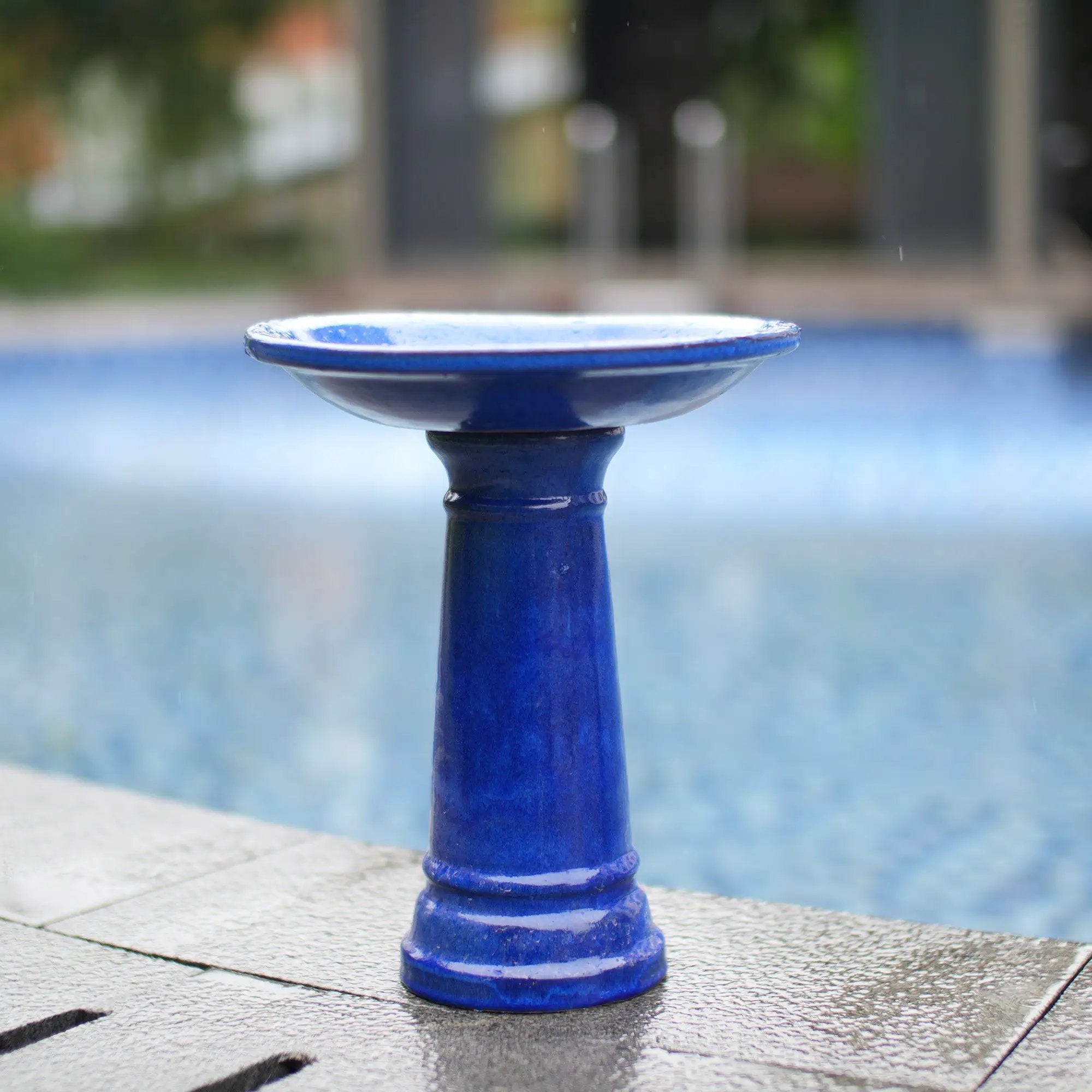 Ceramic Pedestal Bird Bath for Outdoor Garden by HouseOfZazla