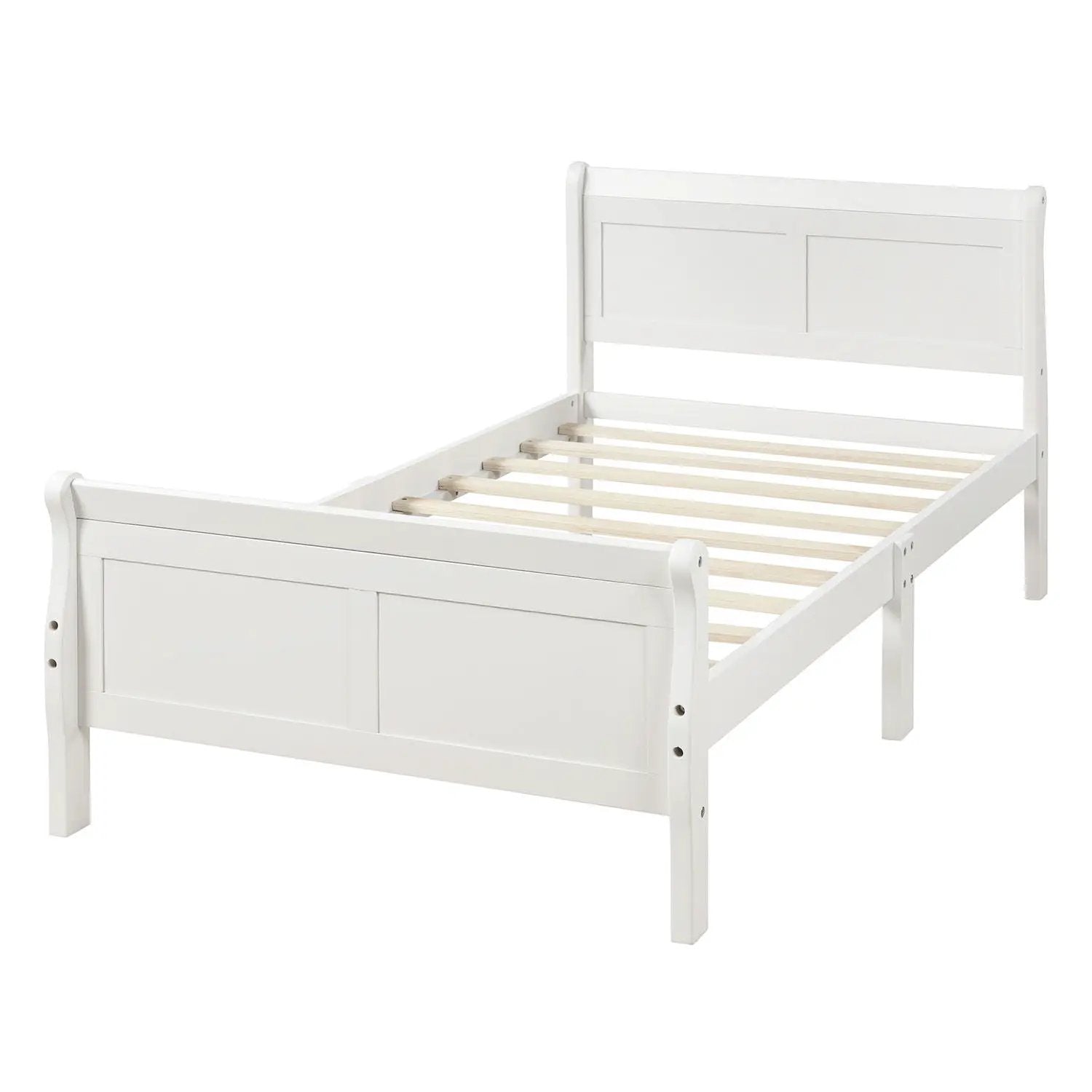 Platform Bed Frame Mattress Foundation Sleigh Bed With Headboard / Footboard / Wood Slat Suppor by HouseOfZazla
