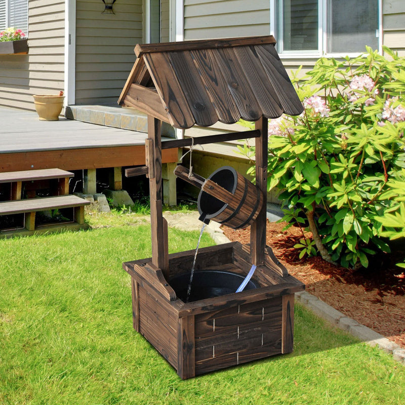 Carbonized Wood Wishing Well Outdoor Fountain 44 Inch, photo 2 of 9