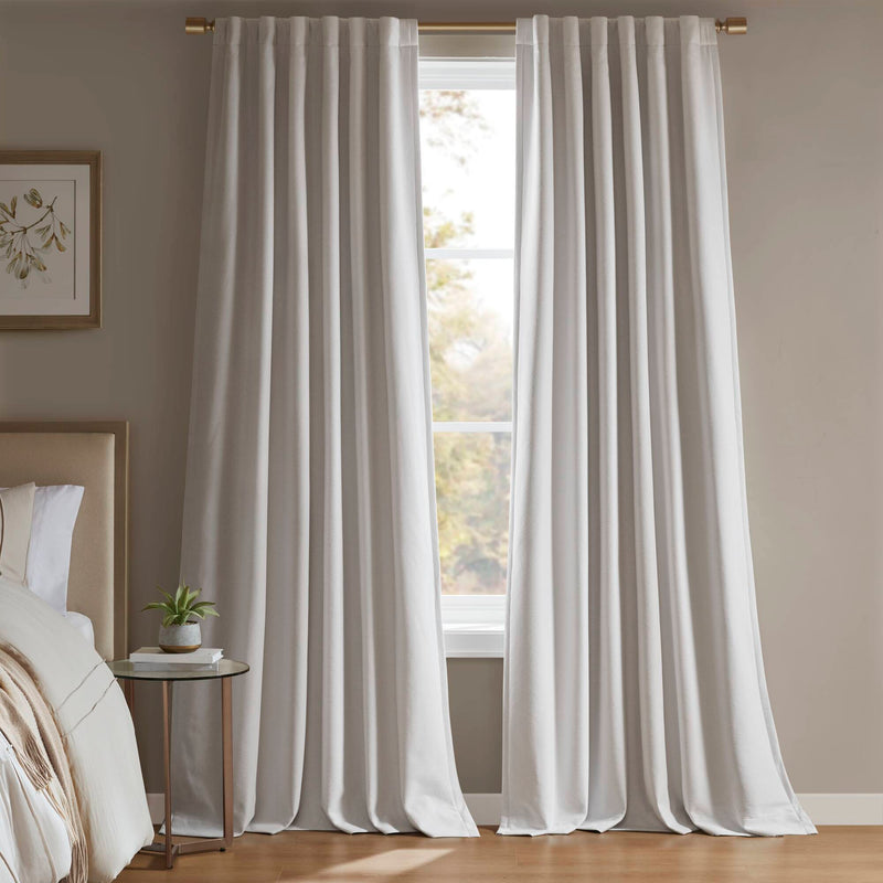 2-PK 52x84" Sound Blocking Total Blackout Curtain Panel Pair White by HouseOfZazla
