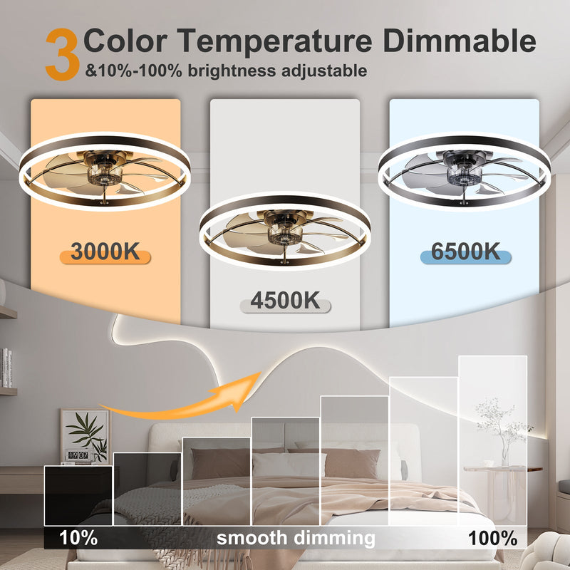 Smart Ceiling Fan with LED Light, 7 Blades Modern Metal Design by HouseOfZazla