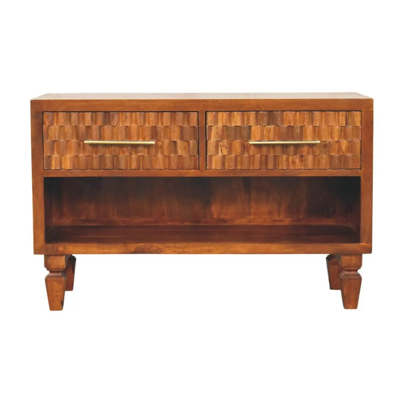 Solid Wood Cadiz Carved Shoe Bench by HouseOfZazla