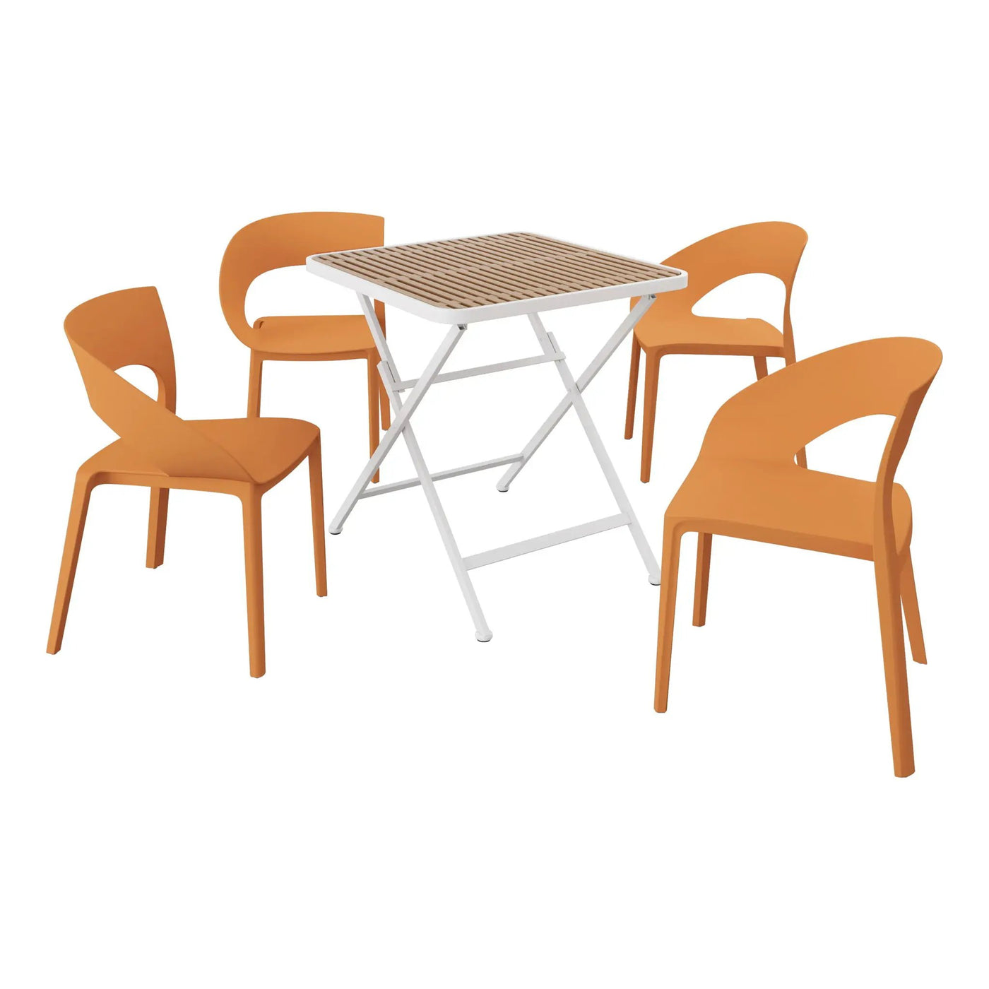 4 Piece Set Of Modern Designed Single Chairs With Folding Square Table by HouseOfZazla