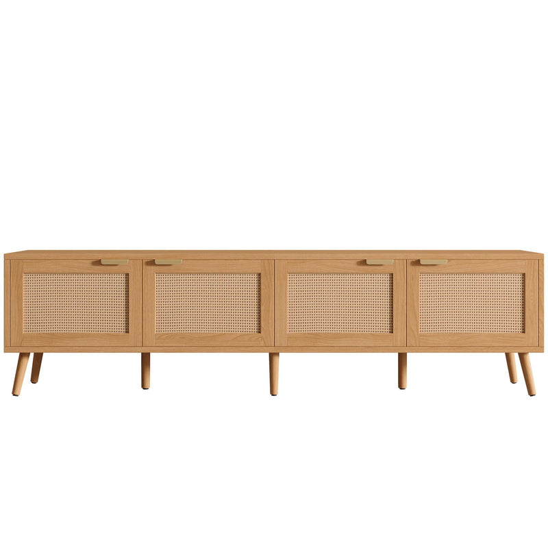 TV Stand With Storage & Cable Holes - Natural Wood