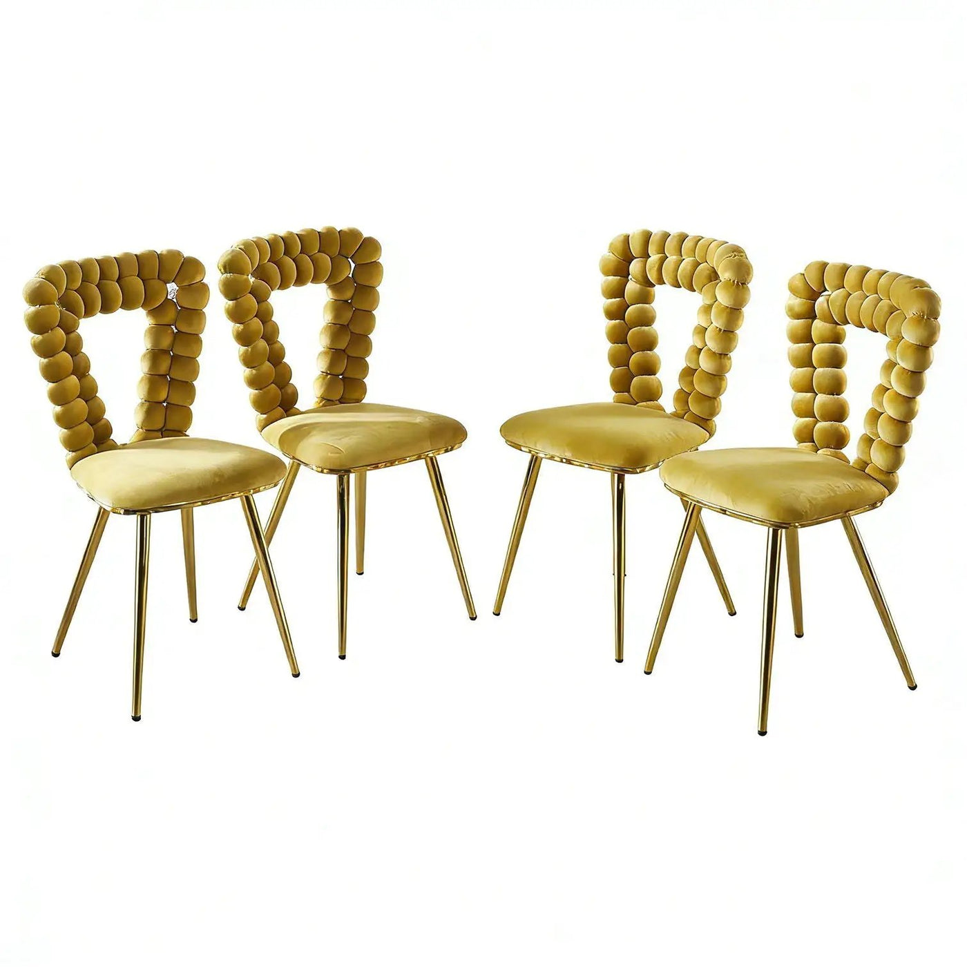 Modern Chair With Iron Tube Legs, Soft Cushions And Comfortable Backrest, Suitable For Dining Room, Living Room, Cafe, Hairball Back by HouseOfZazla