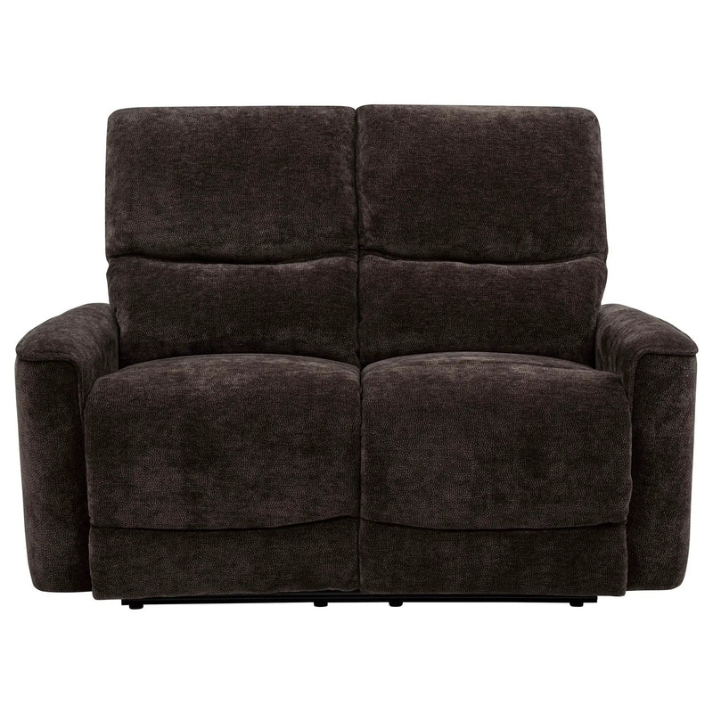 Navarro Chenille Upholstered Reclining Loveseat Dark Brown by Unique Piece Furniture