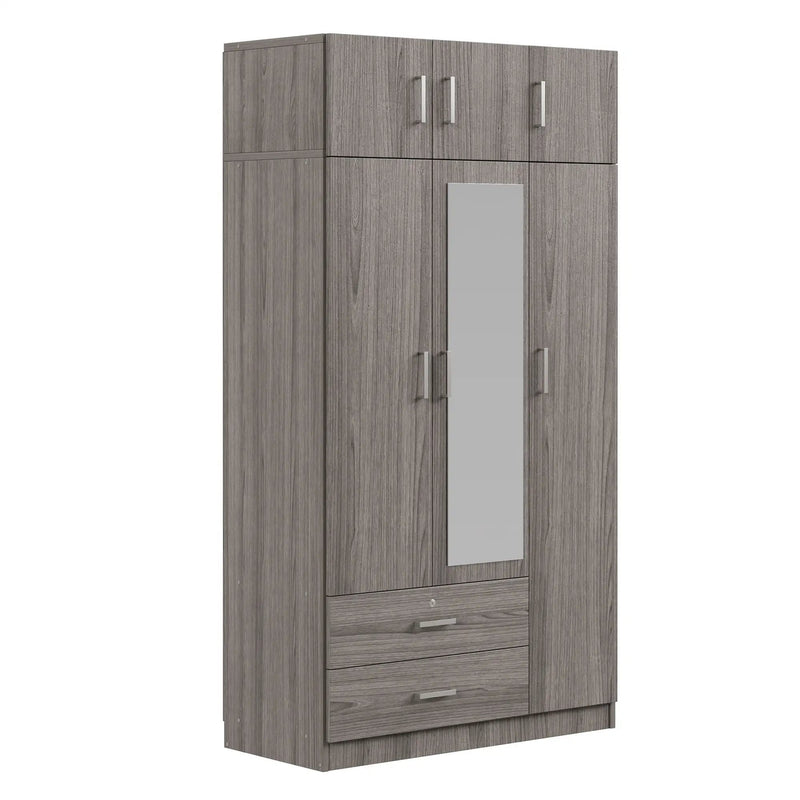 Modern 3 Door Mirror Wardrobe With 2 Drawers And Top Cabinet by HouseOfZazla