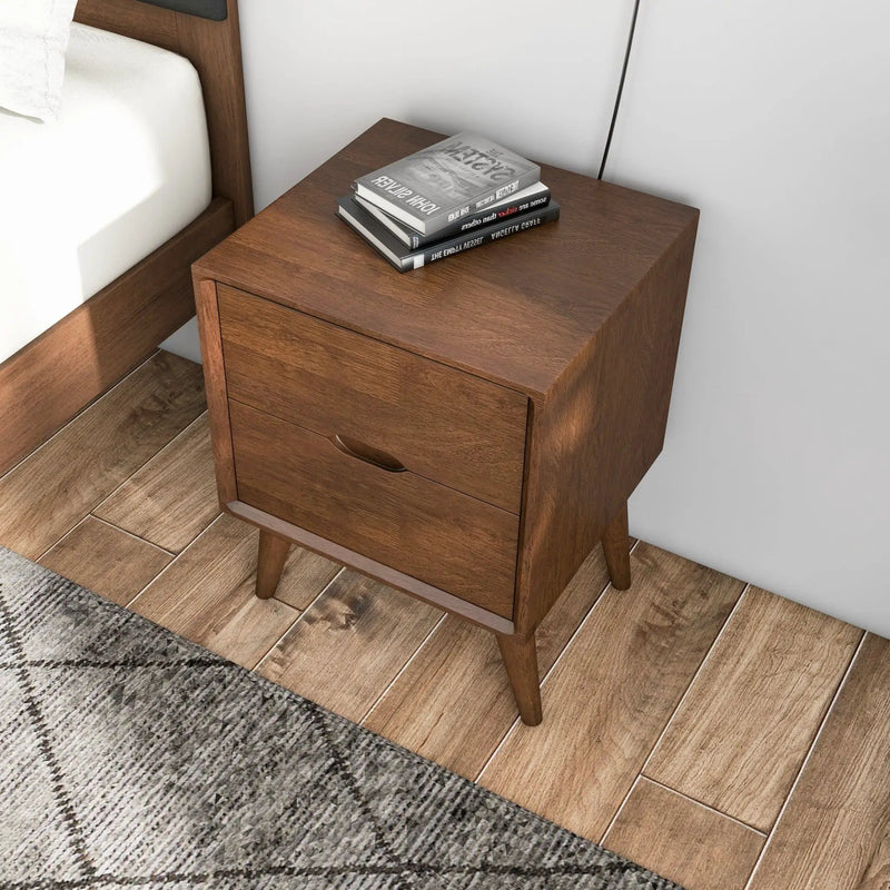 Alexandra - Night Stand With 2 Drawers - Walnut Brown by HouseOfZazla