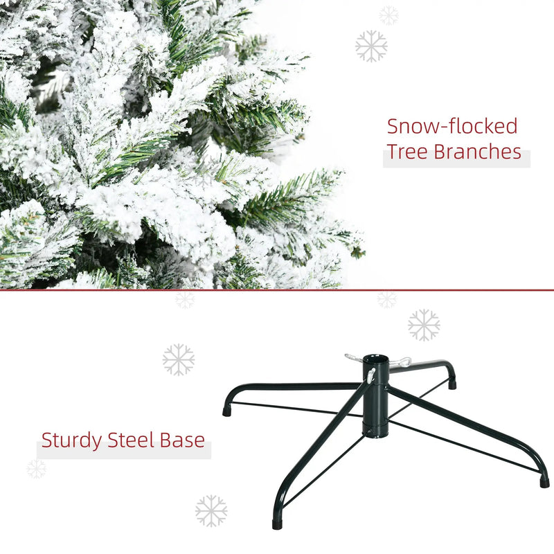 HOMCOM 9' Tall Unlit Snow Flocked Pine Artificial Christmas Tree by HouseOfZazla