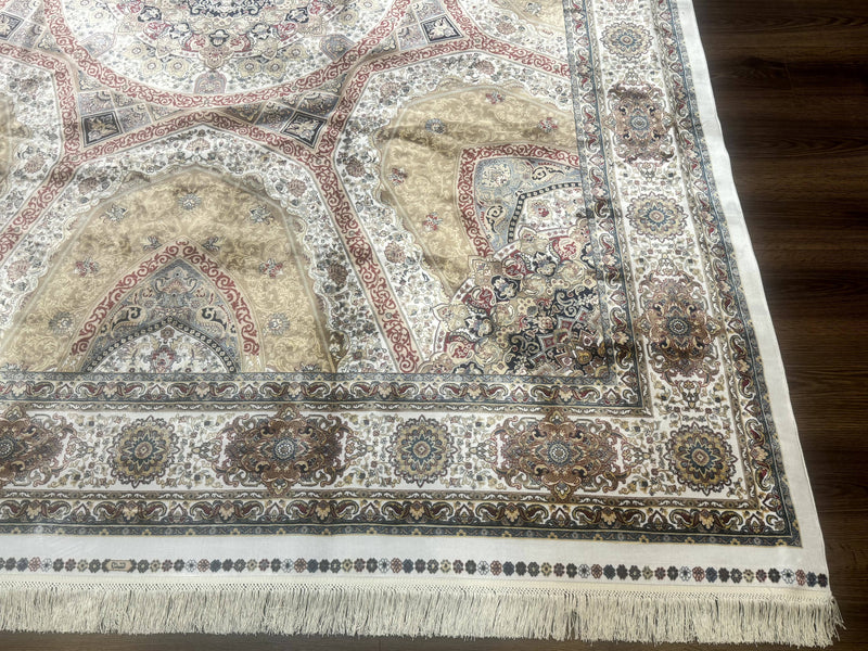 Turkish Silk Rug 8x10, Dome Design, Hereke Carpet, Bamboo Silk, New by Jewel Rugs