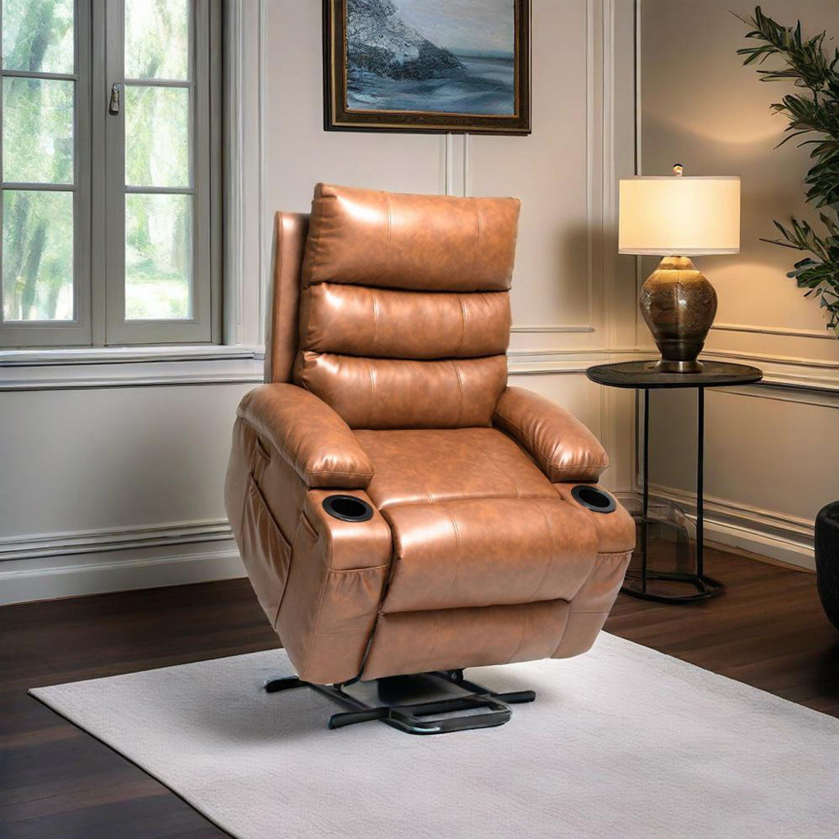 Large Electric Power Lift Recliner Chair with Massage and Heat - Faux Leather, photo 9 of 12