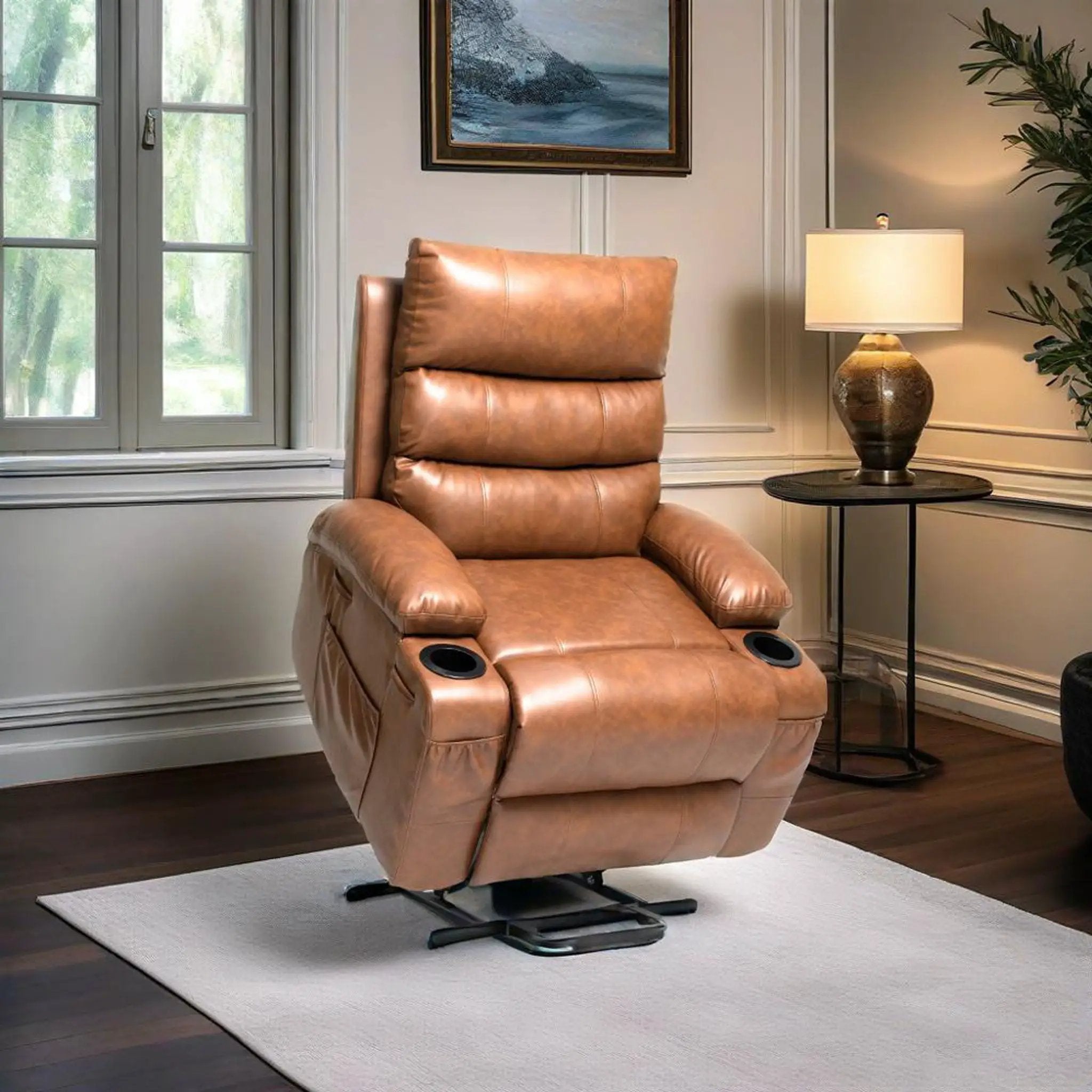 Large Size Electric Power Lift Recliner Chair Sofa With 8 Point Vibration Massage And Lumbar Heat by Unique Piece Furniture