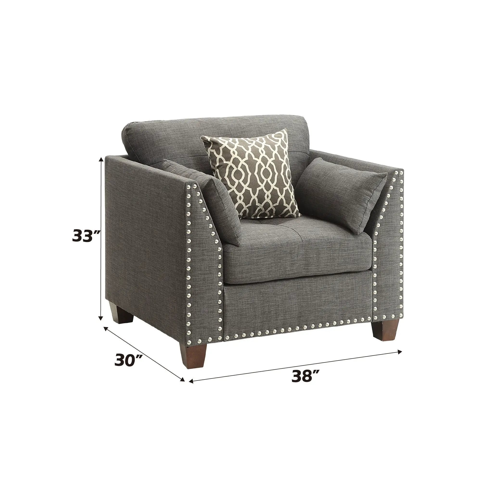 Laurissa - Chair With 3 Pillows - Light Charcoal by HouseOfZazla