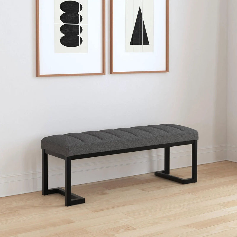 Mesa Boucle Upholstered Tufted Accent Bench Charcoal by Unique Piece Furniture