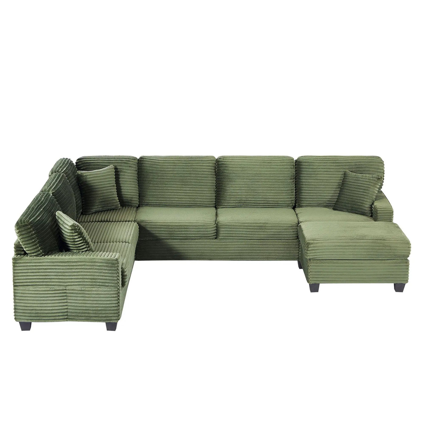 Upholstered U-Shaped Sectional Sofa With Movable Ottoman And Side Storage Pockets by HouseOfZazla